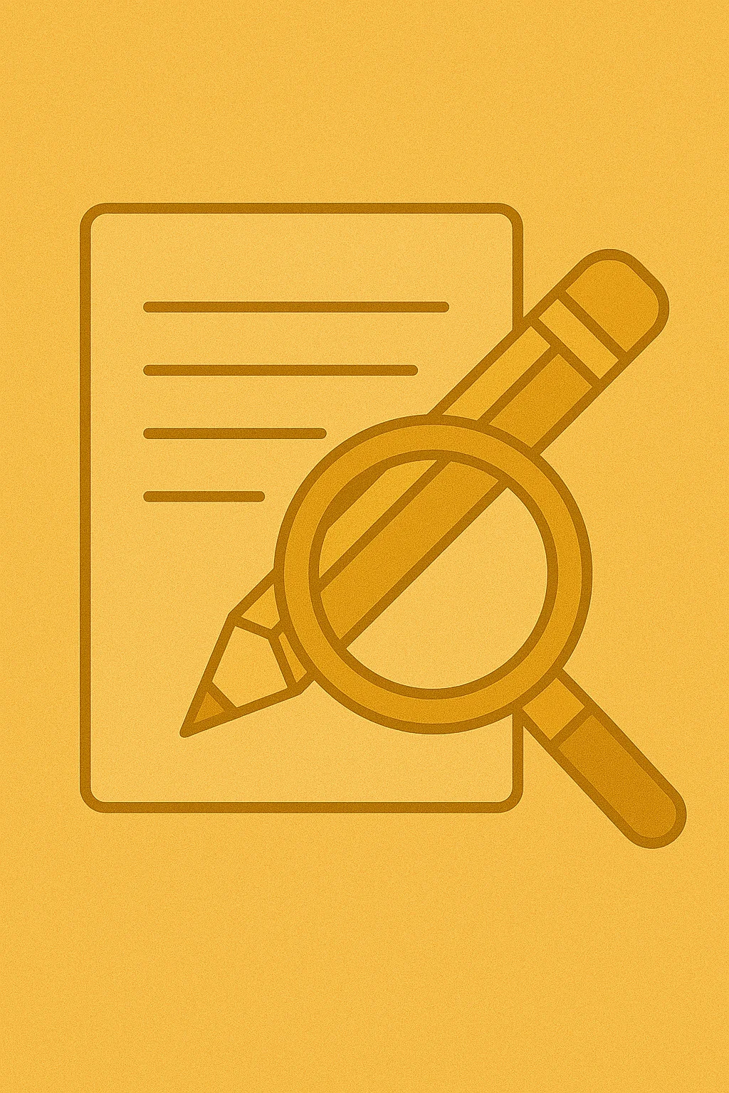 Ilustración un cuaderno, un lápiz y una lupa.